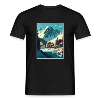 Arosa Switzerland Swiss Vintage Travel Poster WPA - Men's T-Shirt - black - Front - AI Model Male 178 light (178cm)