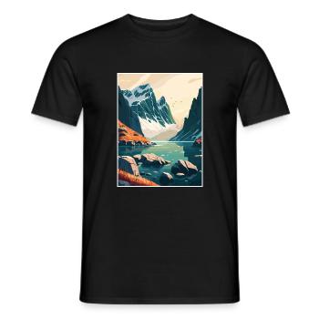 Bodo Norway Norwegian Vestfjorden Travel Poster - Men's T-Shirt - black - Front - AI Model Male 178 light (178cm)