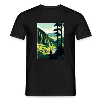 Black Forest Germany Vintage Travel Poster WPA Art - Men's T-Shirt - black - Front - AI Model Male 178 light (178cm)