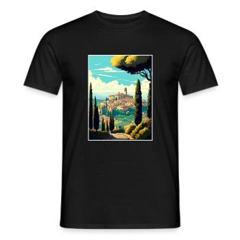Montepulciano Italie Vintage voyage affiche Souvenir - T-shirt homme - noir - Devant - AI Model Male 178 light (178cm)