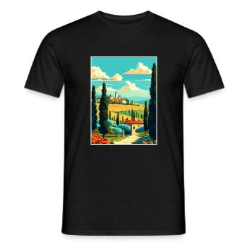 Toscane Italie Décoration Vintage Voyage Affiche WPA - T-shirt homme - noir - Devant - AI Model Male 178 light (178cm)