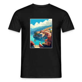 Céphalonie Grèce décoration Vintage Travel Poster - T-shirt homme - noir - Devant - AI Model Male 178 light (178cm)