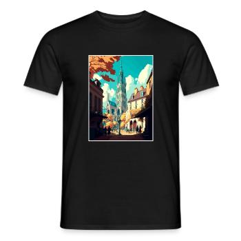 Rouen Frankreich Vintage Reiseposter WPA Souvenir - Männer T-Shirt - Schwarz - Vorne - AI Model Male 178 light (178cm)