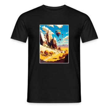 Cappadoce Décoration Vintage Voyage Affiche WPA - T-shirt homme - noir - Devant - AI Model Male 178 light (178cm)