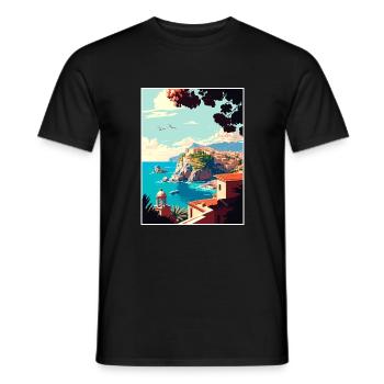 Rhodes Grèce Décoration Vintage Voyage Affiche WPA - T-shirt homme - noir - Devant - AI Model Male 178 light (178cm)