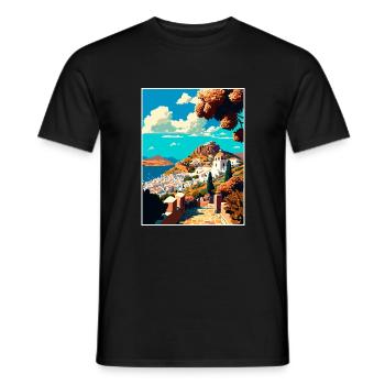 Patmos Grèce Décoration Grec Voyage Affiche - T-shirt homme - noir - Devant - AI Model Male 178 light (178cm)