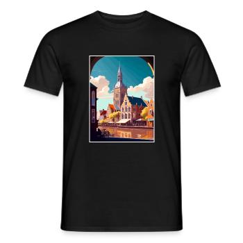 Haarlem Netherlands Vintage Travel Poster Souvenir - Men's T-Shirt - black - Front - AI Model Male 178 light (178cm)