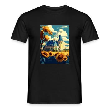 Vallée de la Loire France Vintage voyage affiche Souvenir - T-shirt homme - noir - Devant - AI Model Male 178 light (178cm)