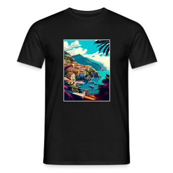 Amalfi Italie Décoration Vintage Voyage Affiche WPA - T-shirt homme - noir - Devant - AI Model Male 178 light (178cm)