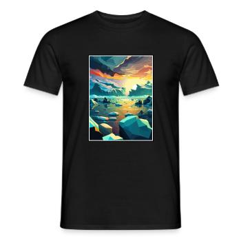 Jokulsarlon Islande Vintage voyage affiche Souvenir - T-shirt homme - noir - Devant - AI Model Male 178 light (178cm)