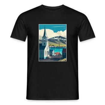 Husavik Iceland Vintage Travel Poster WPA Souvenir - Men's T-Shirt - black - Front - AI Model Male 178 light (178cm)