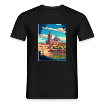 Salamanque Espagne Vintage voyage affiche WPA Souvenir - T-shirt homme - noir - Devant - AI Model Male 178 light (178cm)