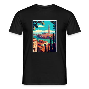 Vérone Italie Décoration Vintage Voyage Affiche WPA - T-shirt homme - noir - Devant - AI Model Male 178 light (178cm)