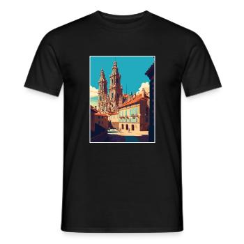 Santiago De Compostela Spanien Vintage Reiseposter - Männer T-Shirt - Schwarz - Vorne - AI Model Male 178 light (178cm)