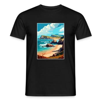 Cantabrie Espagne Vintage voyage affiche WPA Souvenir - T-shirt homme - noir - Devant - AI Model Male 178 light (178cm)