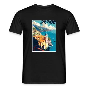 Amalfi Italie Vintage voyage affiche WPA Souvenir - T-shirt homme - noir - Devant - AI Model Male 178 light (178cm)