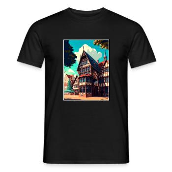 Hannover Deutschland Vintage Reiseposter Souvenir - Männer T-Shirt - Schwarz - Vorne - AI Model Male 178 light (178cm)