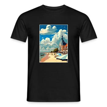 Rostock Germany Vintage Travel Poster WPA Souvenir - Men's T-Shirt - black - Front - AI Model Male 178 light (178cm)