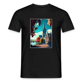 Bonn Allemagne Vintage voyage affiche WPA Souvenir - T-shirt homme - noir - Devant - AI Model Male 178 light (178cm)