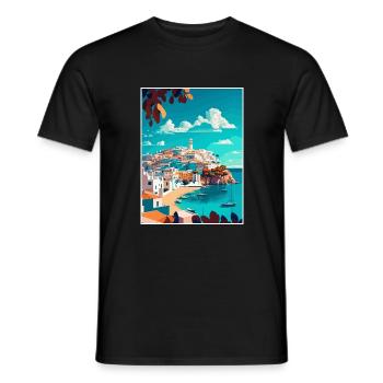 Ibiza Spain Vintage Travel Poster WPA Souvenir - Men's T-Shirt - black - Front - AI Model Male 178 light (178cm)