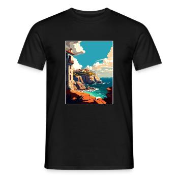 Galicien Spanien Vintage Reiseposter WPA Souvenir - Männer T-Shirt - Schwarz - Vorne - AI Model Male 178 light (178cm)