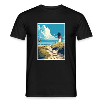 Sylt Insel Deutschland Vintage Reiseposter Souvenir - Männer T-Shirt - Schwarz - Vorne - AI Model Male 178 light (178cm)