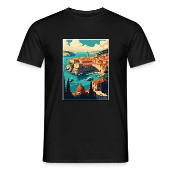 Dubrovnik Croatie Vintage voyage affiche Souvenir - T-shirt homme - noir - Devant - AI Model Male 178 light (178cm)