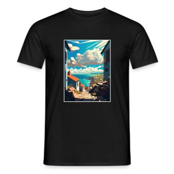 Galicien Spanien Vintage Reiseposter WPA Souvenir - Männer T-Shirt - Schwarz - Vorne - AI Model Male 178 light (178cm)