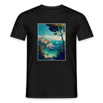 Antibes France Vintage Voyage Affiche WPA Souvenir - T-shirt homme - noir - Devant - AI Model Male 178 light (178cm)