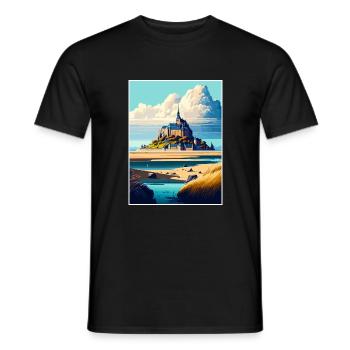 Mont Saint Michel France Vintage Travel Poster WPA - Men's T-Shirt - black - Front - AI Model Male 178 light (178cm)