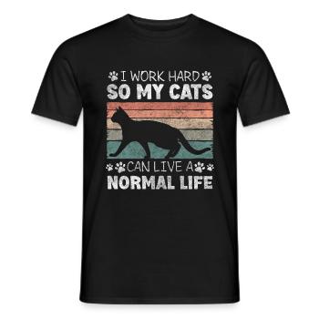 Cat lover, house cat, animal love - Men's T-Shirt - black - Front - AI Model Male 178 light (178cm)