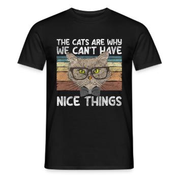 Chats, Internet, Miaou, Poils De Chat - T-shirt homme - noir - Devant - AI Model Male 178 light (178cm)