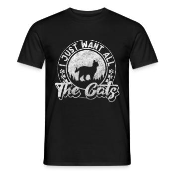Chats, Animal De Compagnie, Câlin - T-shirt homme - noir - Devant - AI Model Male 178 light (178cm)
