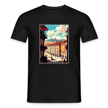 Pamplona Spanien Vintage Reiseposter WPA Souvenir - Männer T-Shirt - Schwarz - Vorne - AI Model Male 178 light (178cm)
