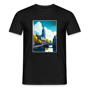 Delft Pays-Bas Vintage voyage affiche Souvenir - T-shirt homme - noir - Devant - AI Model Male 178 light (178cm)
