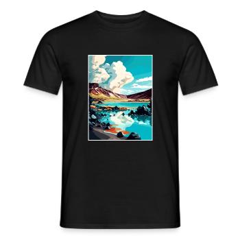 Blue Lagoon Iceland Vintage Travel Poster Souvenir - Men's T-Shirt - black - Front - AI Model Male 178 light (178cm)