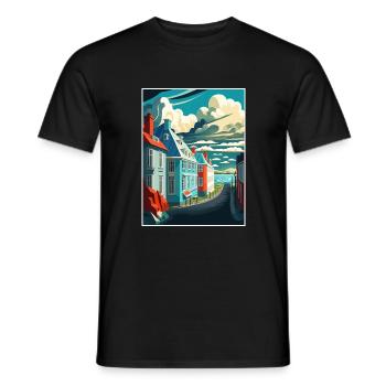 Reykjavik Iceland Vintage Travel Poster Souvenir - Men's T-Shirt - black - Front - AI Model Male 178 light (178cm)