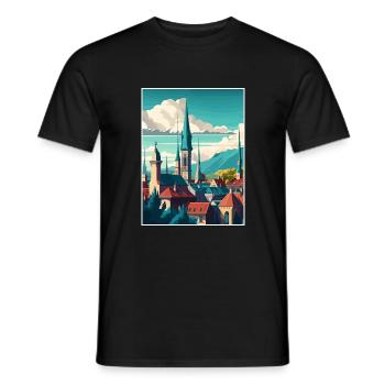 Bern Schweiz Vintage Reiseposter Souvenir - Männer T-Shirt - Schwarz - Vorne - AI Model Male 178 light (178cm)