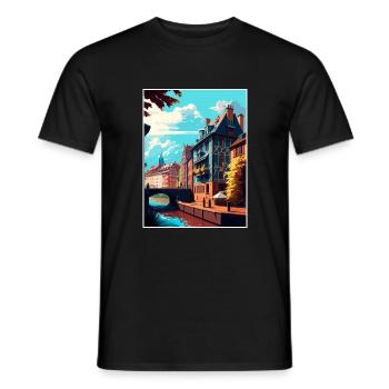 Straßburg Dekoration Frankreich Vintage Reiseposter - Männer T-Shirt - Schwarz - Vorne - AI Model Male 178 light (178cm)
