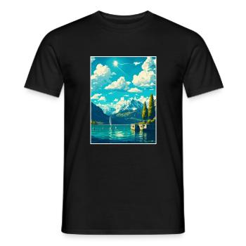 Genf Schweiz Vintage Reiseposter Souvenir - Männer T-Shirt - Schwarz - Vorne - AI Model Male 178 light (178cm)
