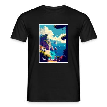 Capri Italie Décoration Vintage Voyage Affiche WPA - T-shirt homme - noir - Devant - AI Model Male 178 light (178cm)
