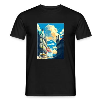 Nantes Decoration Vintage Travel Poster Souvenir - Men's T-Shirt - black - Front - AI Model Male 178 light (178cm)