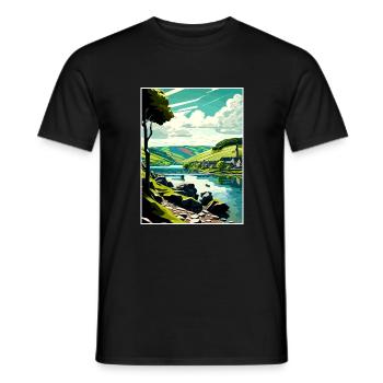 Moselle Valley Germany Vintage Travel Poster WPA - Men's T-Shirt - black - Front - AI Model Male 178 light (178cm)
