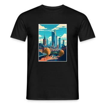 Frankfurt Deutschland Vintage Reiseposter Souvenir - Männer T-Shirt - Schwarz - Vorne - AI Model Male 178 light (178cm)