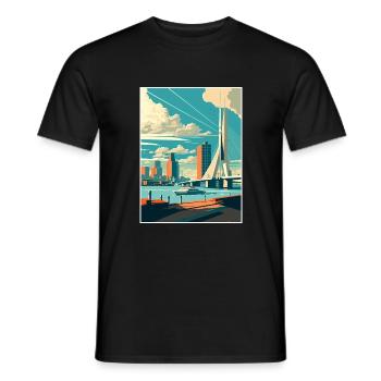 Rotterdam décoration Vintage voyage affiche WPA Art - T-shirt homme - noir - Devant - AI Model Male 178 light (178cm)