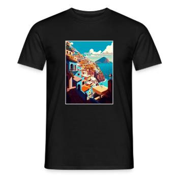 Positano Italie Vintage voyage affiche WPA Souvenir - T-shirt homme - noir - Devant - AI Model Male 178 light (178cm)