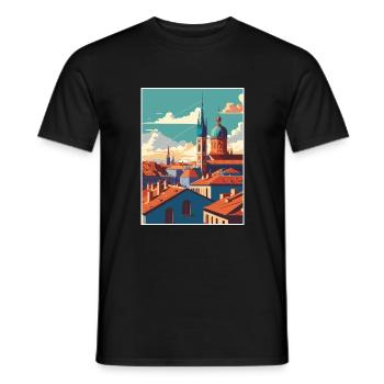 Zagreb Kroatien Skyline Vintage Reiseposter WPA - Männer T-Shirt - Schwarz - Vorne - AI Model Male 178 light (178cm)