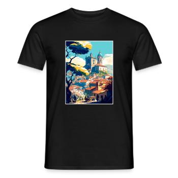 Braga Italie Vintage voyage affiche WPA Souvenir - T-shirt homme - noir - Devant - AI Model Male 178 light (178cm)