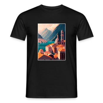 Kotor Monténégro Vintage voyage affiche Souvenir - T-shirt homme - noir - Devant - AI Model Male 178 light (178cm)