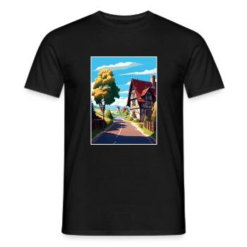 Route romantique Allemagne Vintage voyage affiche WPA - T-shirt homme - noir - Devant - AI Model Male 178 light (178cm)